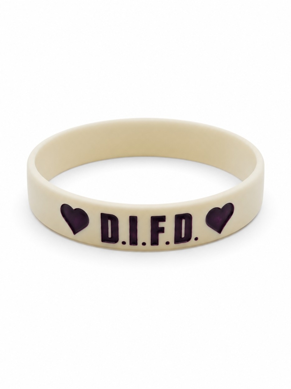 D.I.F.D Silicone Awareness Wristband Bracelet White Purple Hearts Motivational